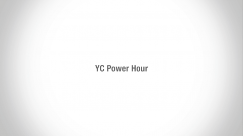 white screen with yc power hour logo