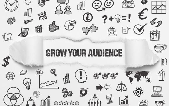 Grow your Audience graphic with illustrations