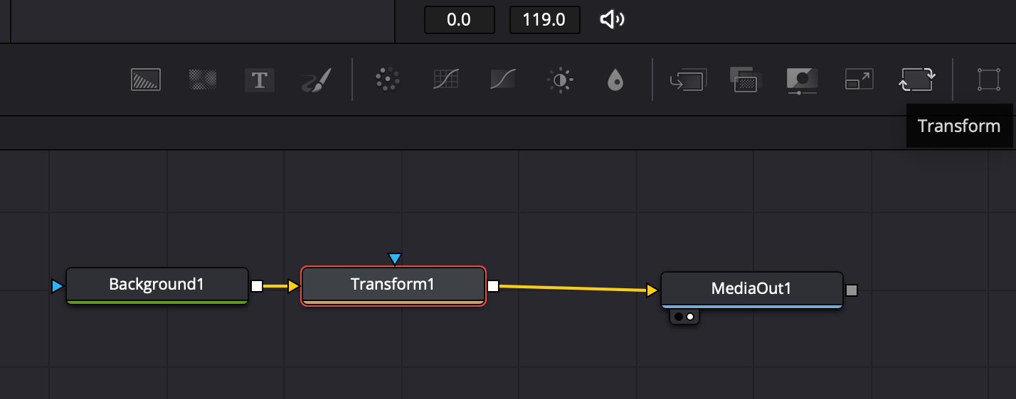 How to add a transform node between the background node and the media out node