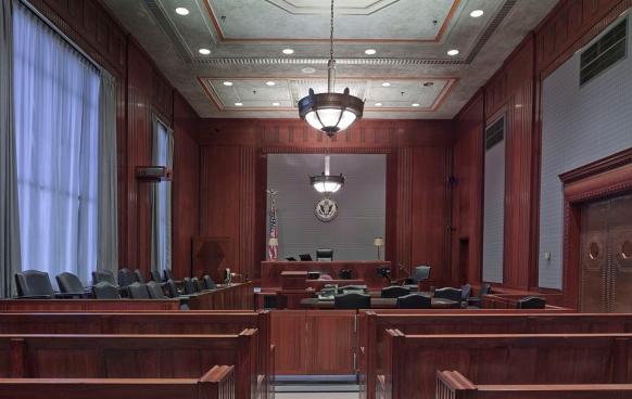 Inside a courtroom