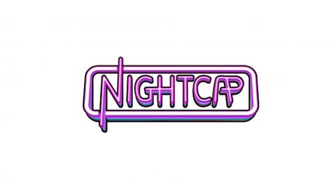 nightcap logo in pink neon light style