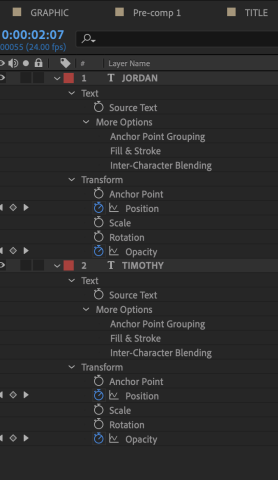 Screenshot of the After Effects timeline panel with properties displayed.