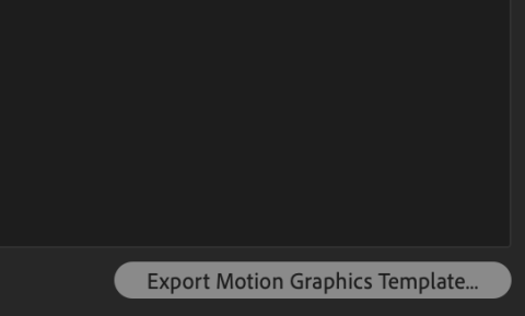 Screenshot of the Export Motion Graphics Template button in Adobe After Effects