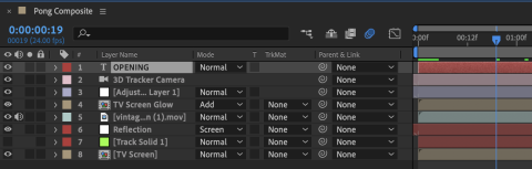 Screen shot of After Effects showing a timeline with keyframes not shown