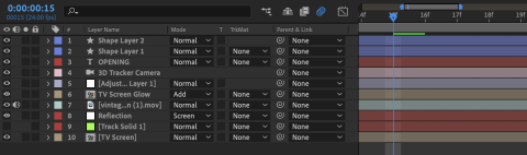 Screenshot of a timeline in After Effects