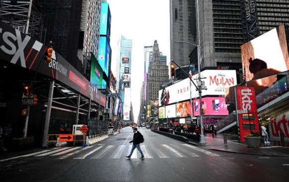 An Empty Times Square NYC March 2020